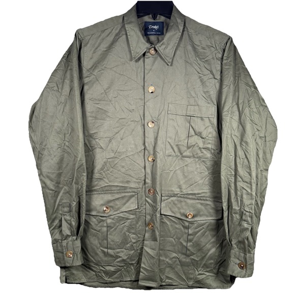 Drake's London Overshirt Button Up Shirt‎ Olive Green Mens Small Luxury Business - Picture 1 of 6